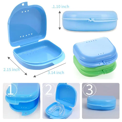 Vista 9 de AKOAK 2 fundas de almacenamiento de protección oral, funda de almacenamiento de dentaduras postizas, con orificio de ventilación, adecuada