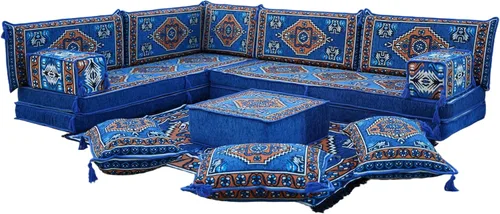 Vista 54 de arabicsofa Juego de Sofá Majlis Árabe de Esquina en Forma de L – Cojín Modular de Piso con Almohadas de Respaldo