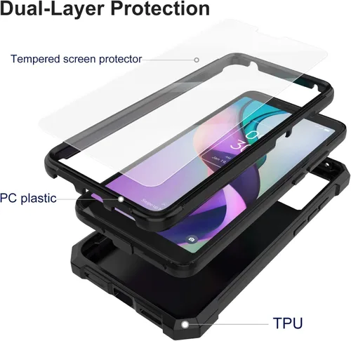 Vista 3 de Ailiber Funda para TCL ION X/TCL ION V, TCL IONX con protector de pantalla de vidrio templado, protección de estructura de doble capa, esquinas a