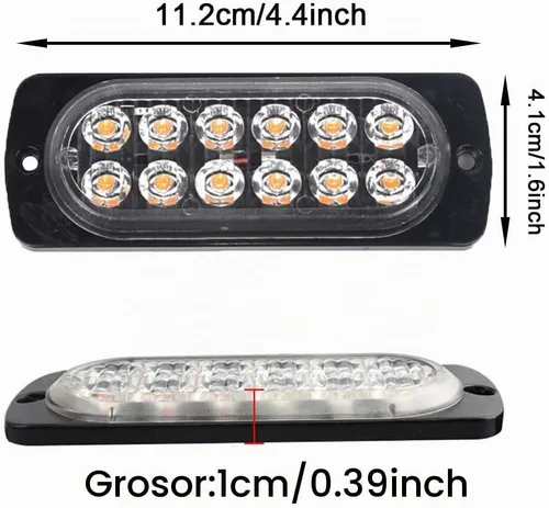 Vista 2 de CYDZSW 4 luces estroboscópicas intermitentes para camiones, 12 LED de 12 a 24 V, barra de luz de construcción para vehículos, kit de luces LED ámbar