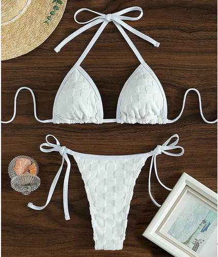 Vista 6 de youeneom - Trajes de baño para mujer, trajes de baño de dos piezas, control de abdomen, conjuntos de bikini (blanco, L)