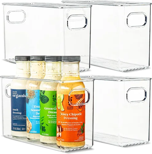 Vista 47 de Contenedor de plástico transparente para almacenamiento de alimentos con asas para organizar cocina, despensa, refrigerador, congelador, despensa