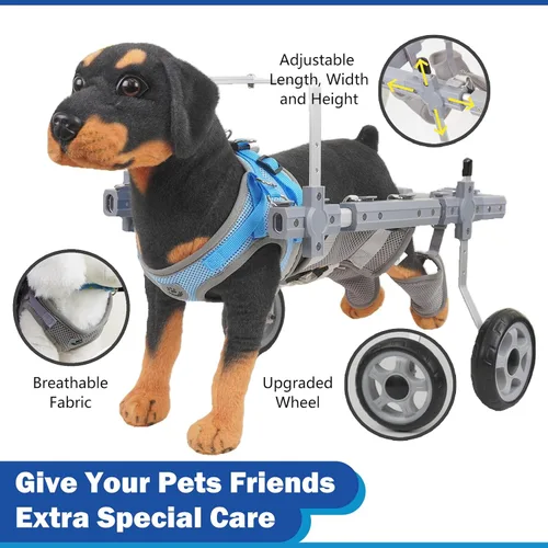 Vista 4 de Silla de ruedas para perros para patas traseras (M), nueva silla de ruedas ajustable para perro, ayuda a mascotas pequeñas con extremidades traseras