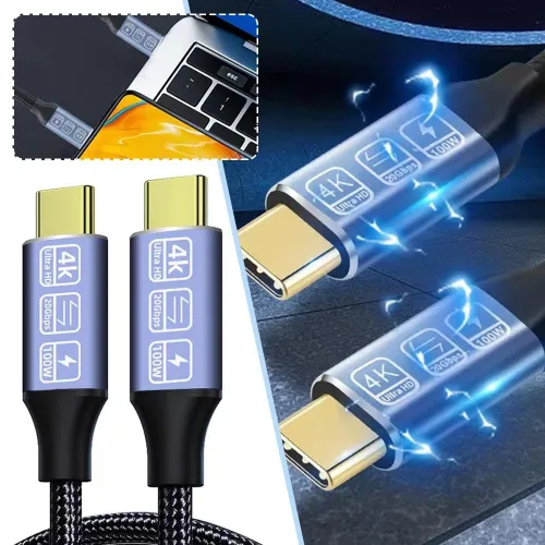 Vista 2 de Cable USB C a USB C, cable USB-C de 3.2 Gen 2, 4K UHD 20Gbps USB C cable de carga rápida PD de 100 W, cable de monitor de video tipo C 4K 60Hz
