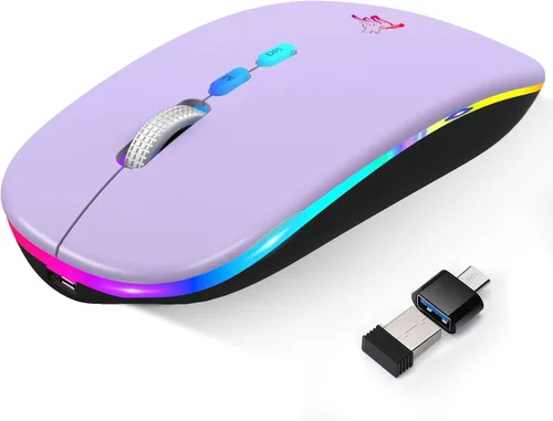 Vista 9 de HOTLIFE Ratón inalámbrico, delgado LED recargable silencioso Bluetooth Negro