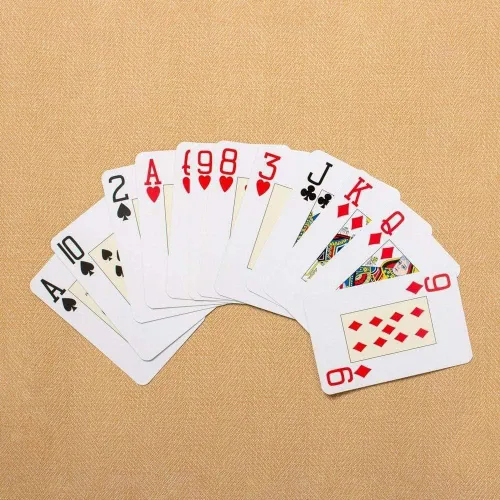 Vista 4 de Entretenimiento con cartas Caspari de doble baraja de puente, tipo jumbo, a cuadros