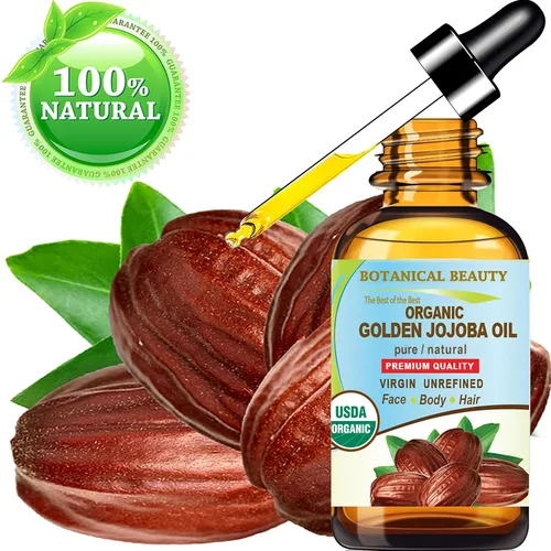 Vista 2 de Botanical Beauty Aceite de jojoba orgánico 100% puro natural virgen sin refinar aceite portador prensado en frío 0.5 fl oz 0.5 fl oz para cara
