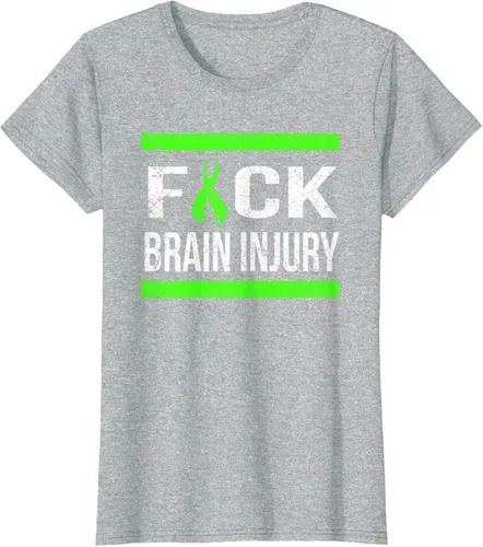 Vista 32 de Apoyo Daño cerebral Concienciación T Shirt, mujer L, Asphalt Negro