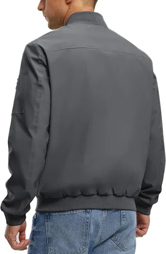 Vista 6 de TBMPOY Men's Bomber Jacket Lightweight Spring Windbreaker Light Casual Stylish Fashion Fall Zip up Coats With Pockets