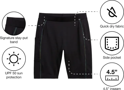 Vista 3 de TomboyX Pantalones cortos de natación de 9 pulgadas con bolsillo, traje de baño deportivo con parte inferior deportiva de tiro medio, protección