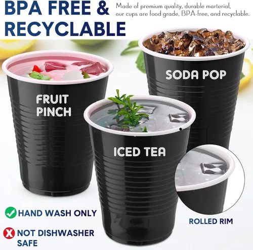 Vista 3 de Zopeal 200 vasos de plástico a granel desechables de 18 onzas, vasos de plástico duro para bodas, fiestas, copas de vino, bebidas elegantes, bebidas