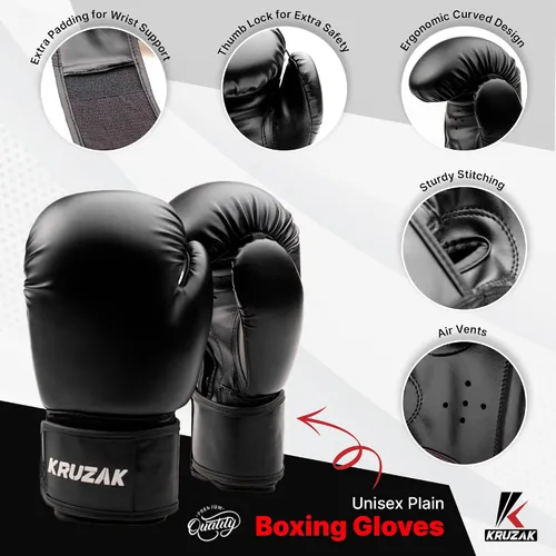 Vista 2 de Kruzak - Juego de guantes de boxeo y guantes de boxeo para kickboxing y Muay Thai MMA, kit de fitness con almohadillas de boxeo para artes marciales