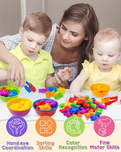 Vista 4 de Yetonamr Juguetes Montessori de contar dinosaurios para niños y niñas de 3, 4 y 5 años, actividades de aprendizaje preescolar, juguete para niños