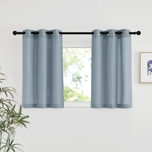 Vista 217 de NICETOWN - Cortinas de lino angora para ventana de cocina sobre el fregadero, con ojales, lino grueso angora, tratamientos cortos para ventanas
