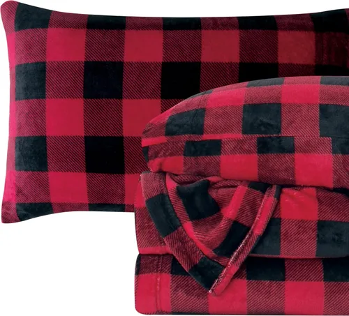Vista 19 de Elegant Comfort - Juego de sábanas de franela de terciopelo de lujosamente suave de 4 piezas para las fiestas - Calidad premium - Juego de sábanas