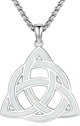 Vista 20 de Eusense Collar de ópalo para mujeres y hombres, joyería de ópalo azul y blanco de plata de ley 925 con dije de ópalo auténtico, regalo