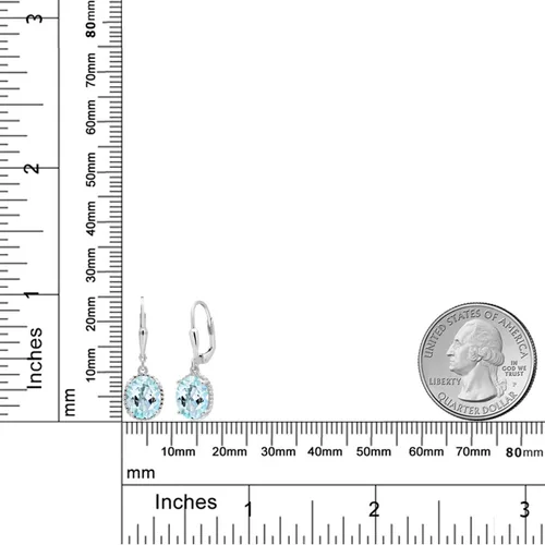 Vista 3 de Gem Stone King Aretes colgantes de gota para mujer, plata de ley 925, piedra natal ovalada de 0.354 x 0.276 in, joyería fina, regalos para ella