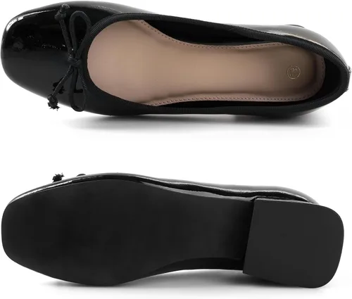 Vista 3 de SHOBOO Zapatos de vestir cómodos con tacón bajo y grueso, punta redonda, para mujer
