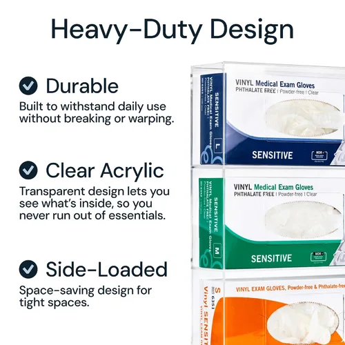 Vista 4 de Dispensador de guantes acrílicos SimplyImagine - Soporte para guantes para montaje en pared - Almacenamiento en pared de baño - Organizador