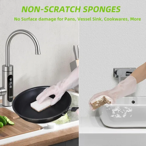 Vista 5 de Esponjas naturales para platos, paquete de 12 – Keep Soap Esponja de cocina biodegradable Esponja de coco compostable – Esponjas de limpieza