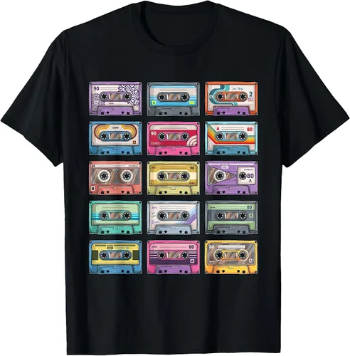 Vista 5 de Vintage Cassette Tapes Collection 80's 90's Music Mixtape T-Shirt Asphalt Grey