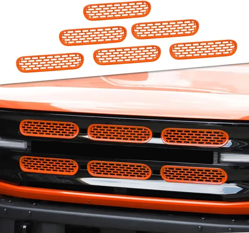 Vista 9 de JeCar Insertos de rejilla delantera, marco de rejilla de malla, accesorios exteriores compatibles con Ford Bronco 2021-2023, color negro