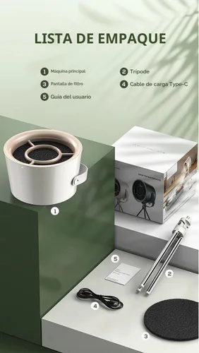 Vista 9 de Campana extractora portátil, mini absorbente de humo de escritorio, ventilador extractor USB de 3 velocidades para olla caliente, barbacoa