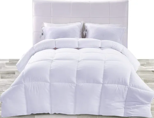 Vista 14 de BedDecor Edredón reversible de microfibra de alta calidad de 400 GSM, relleno de microfibra de 15.16 oz/m², 600 hilos, 100% algodón egipcio sólido