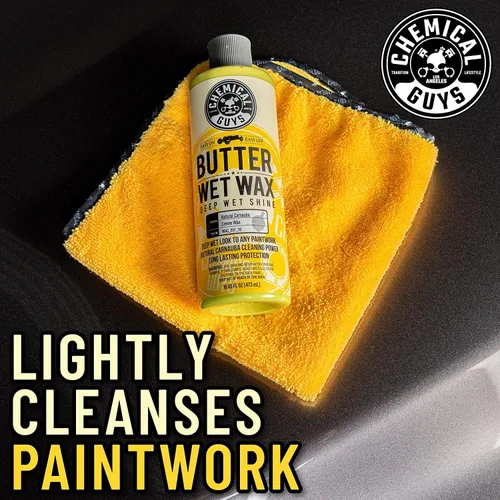 Vista 5 de Chemical Guys WAC_201_16 - Cera en crema líquida Butter Wet Wax para automóvil, 16 onzas, aroma de plátano MIC_506_03 de grado profesional, toallas