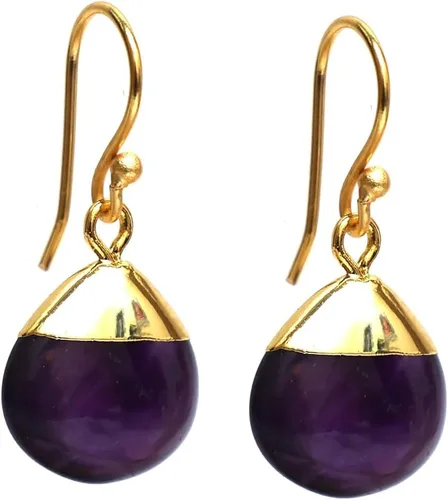 Vista 21 de Gempires - Pendiente de gancho de pera natural, pendiente de meditación, joyería hecha a mano, regalo para ella