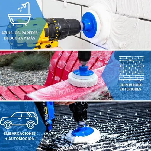 Vista 3 de RotoScrub Juego de 7 cepillos de taladro para limpieza profunda, resistente a los arañazos, baño, horno, encimeras, fregaderos, espuma de jabón