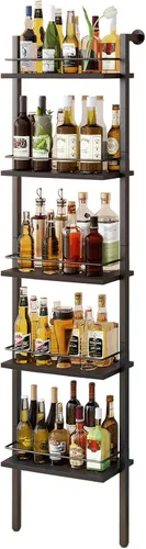 Vista 10 de YMYNY 5-Tier Wall Mounted Wine Racks 16.93x7.87x69.68"White & Gold White With Gold
