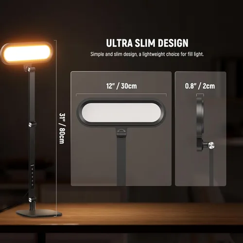 Vista 6 de NEEWER Basics - Lámpara LED de escritorio de 16 W para iluminación de lectura de videoconferencias en casa, oficina en casa, cuidado de los ojos