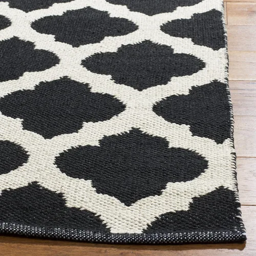 Vista 3 de SAFAVIEH Montauk Collection - Alfombra decorativa, 2 pies 6 pulgadas x 4 pies, color negro y marfil, hecho a mano, de algodón enrejado, ideal