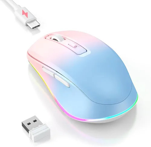 Vista 11 de PEIOUS Ratón Inalámbrico Jiggler – Ratones Inalámbricos LED con Jiggler Mover Integrado, Ratón Móvil Recargable para Computadora con Movimiento