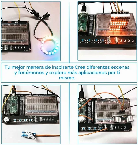 Vista 5 de Kit de Programación Micro Python de GeeekPi para Raspberry Pi Pico, Panecillos, Módulo de Pantalla LCD 1602 I2C para Principiantes y Ingenieros