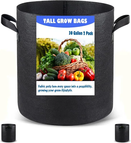 Vista 17 de Paquete de 5 bolsas de cultivo de 3 galones, macetas de cultivo de plantas de tela no tejida de alta resistencia para verduras Heavy Duty