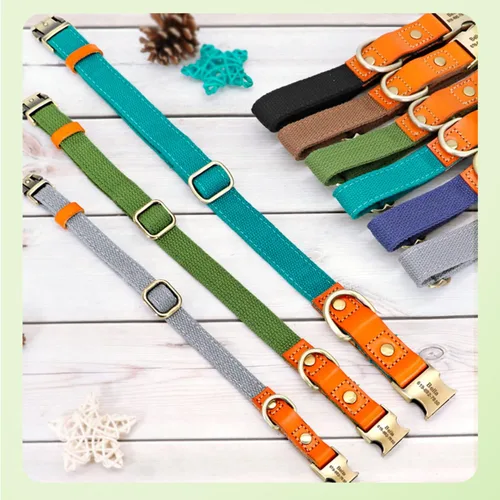 Vista 3 de Collar de perro personalizado para perros pequeños, medianos y grandes, collar de perro con hebilla de metal, collar de perro de cuero personalizado