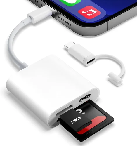 Vista 9 de Lector de Tarjetas SD para iPhone iPad Cámara con USB C, Lector de Tarjetas de Memoria con Ranura Dual Soporta Tarjetas SD/TF Visor de Cámara