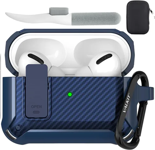 Vista 28 de Valkit Funda para Airpods Pro 2 con cerradura, funda militar de cuerpo completo para AirPod Pro rígida con llavero, funda para Airpods Pro de 2ª/1ª