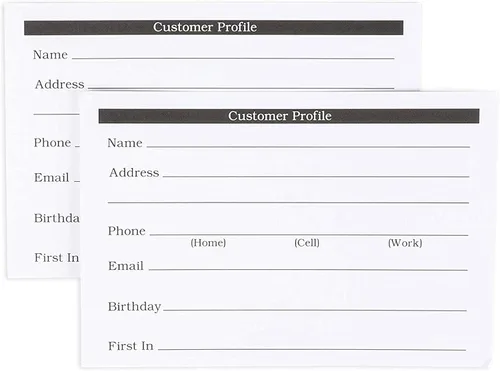 Vista 5 de Okuna Outpost Tarjetas de perfil de cliente – Suministros de oficina de salón para estilistas – Tarjetas de índice de contacto duraderas de 8.82
