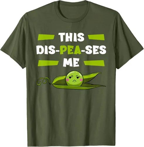 Vista 4 de Camiseta de semilla vegetariana de guisantes con flor de planta Dis-Peas-Ses Me, Negro