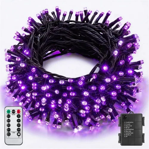 Vista 12 de ITICdecor Guirnalda de luces de Navidad de 33 pies, 100 LED, impermeable, funciona con pilas, 8 modos de luces decorativas para interiores