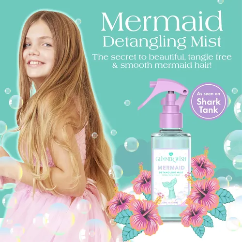 Vista 2 de Glimmer Wish Espray desenredante de cabello de sirena, acondicionador sin enjuague para niños y mujeres, cuidado del cabello sin enredos, espray