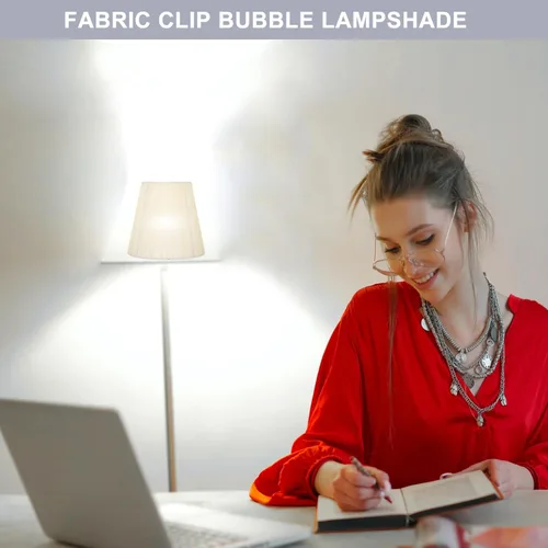 Vista 5 de Baluue Pantallas de lámpara pequeñas – 2 piezas con clip en la pantalla de la lámpara de tela suave de hongos plisados para lámparas de mesa, luces