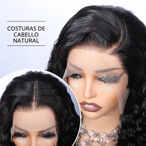 Vista 2 de Pelucas de cabello humano con encaje frontal de 13 x 4 pulgadas con cabello de bebé para mujeres negras, densidad del 220 %, pelucas de encaje 220%