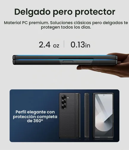 Vista 6 de BXYJY Funda para Samsung Galaxy Z Fold 6 con función atril, protector de pantalla frontal y protección de bisagra, ajuste delgado, resistente, duro