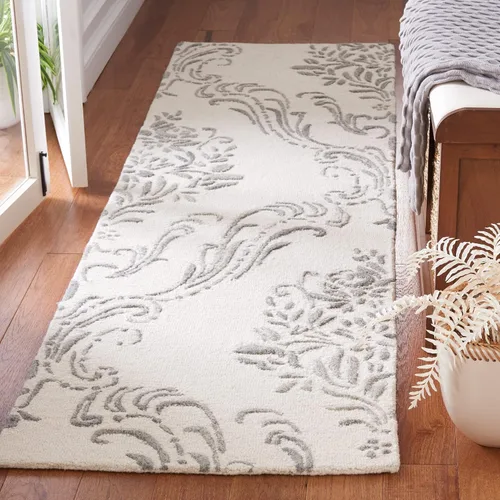 Vista 20 de SAFAVIEH Jardin Collection - Alfombra de área de 5 x 8 pies, gris, lana hecha a mano, ideal para zonas de alto tráfico en sala de estar, dormitorio