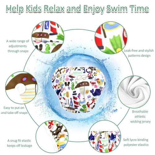 Vista 2 de Wegreeco - Pañal de natación reutilizable para bebés y niños pequeños, talla única
