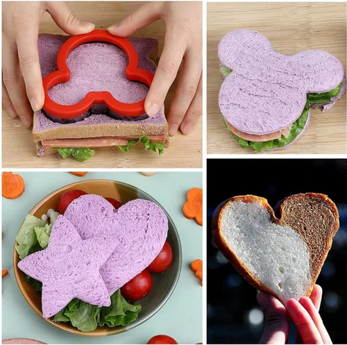 Vista 3 de Juego de cortadores y selladores de galletas mejorados Abruga para sándwich, cortador de verduras y sellos de frutas, molde con estrella